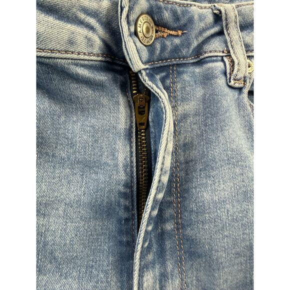 AE Next Level Ripped Super High-Waist Flare Jeans Women's 12 Blue Denim Stretch - Picture 7 of 16